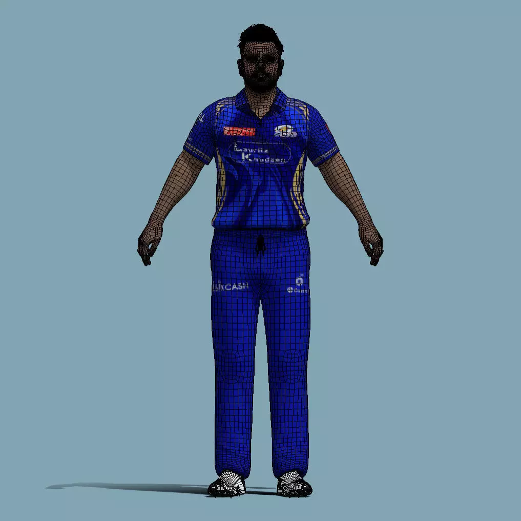 A-Pose Rigged Rohit Sharma 2025 3D model_6