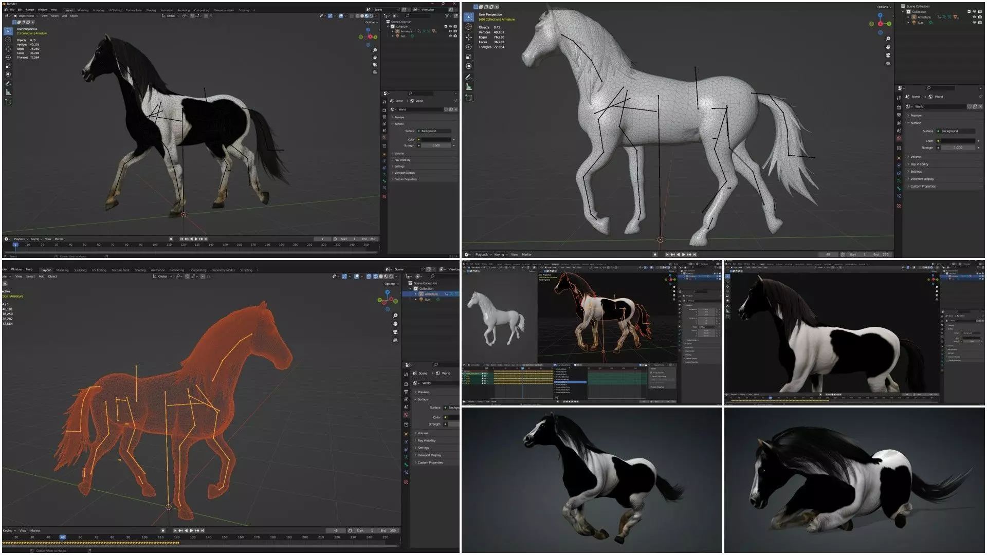 Pack-10 Horse 3D model_7