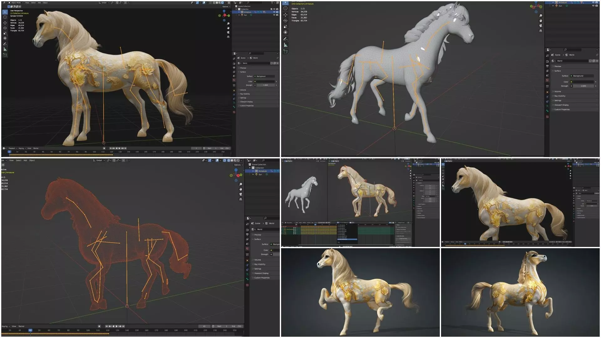 Pack-10 Horse 3D model_15