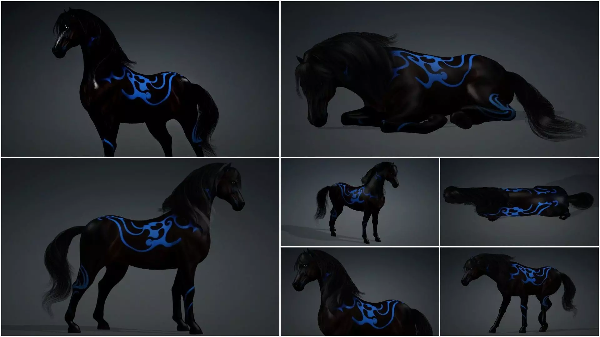 Pack-10 Horse 3D model_16
