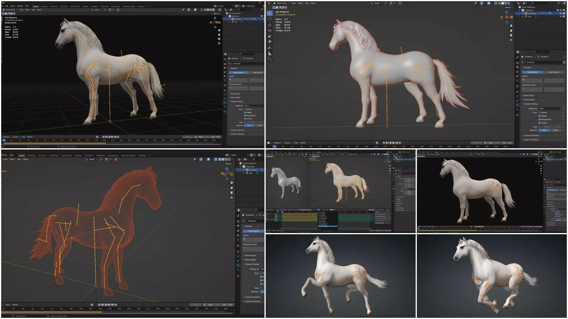 Pack-10 Horse 3D model_9