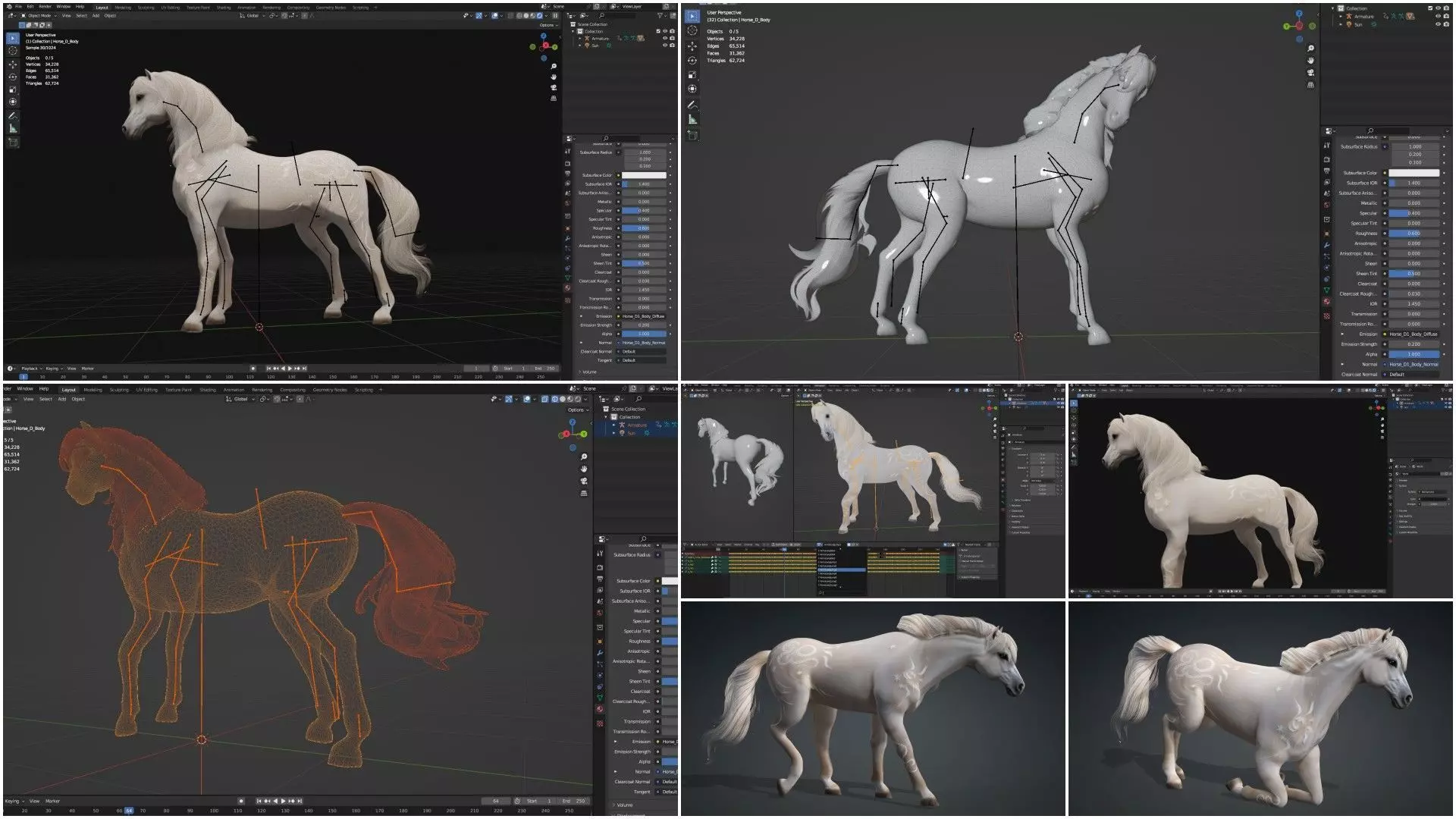 Pack-10 Horse 3D model_11