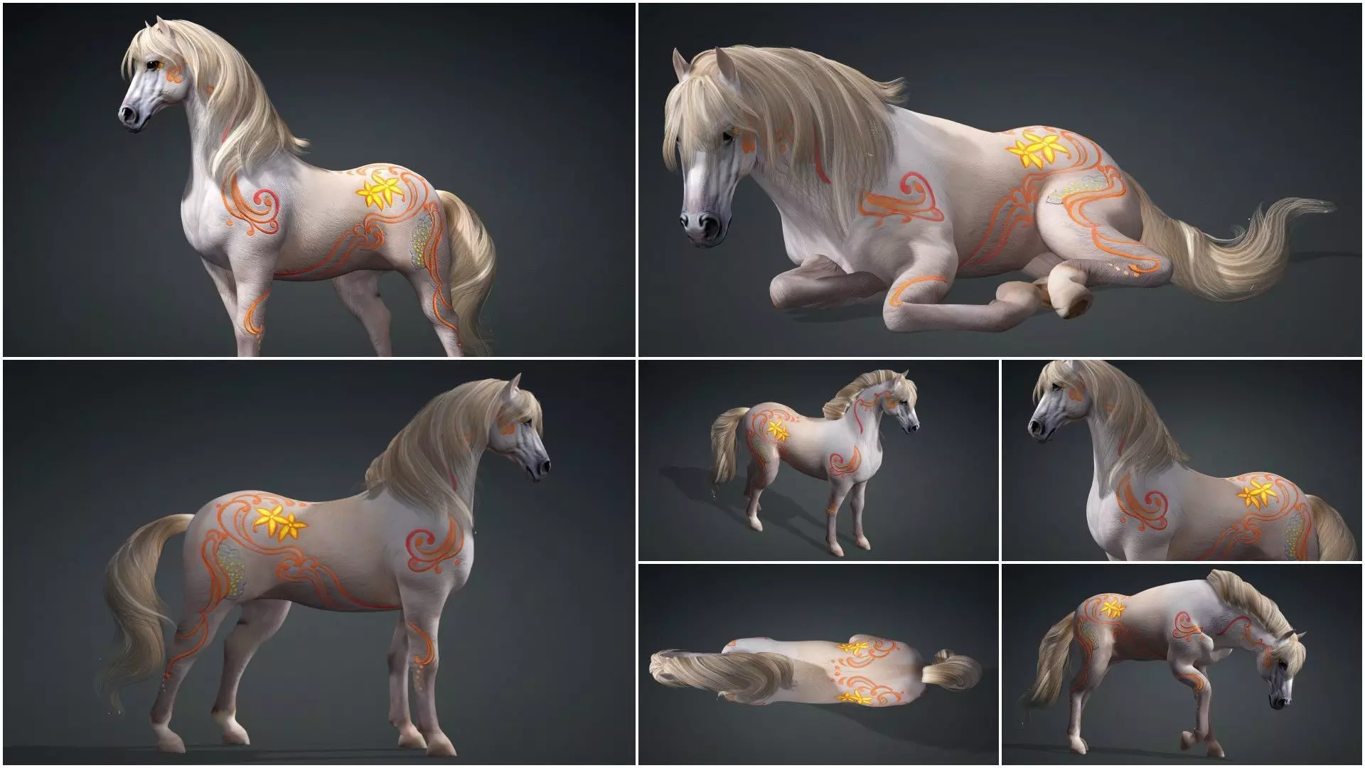 Pack-10 Horse 3D model_12