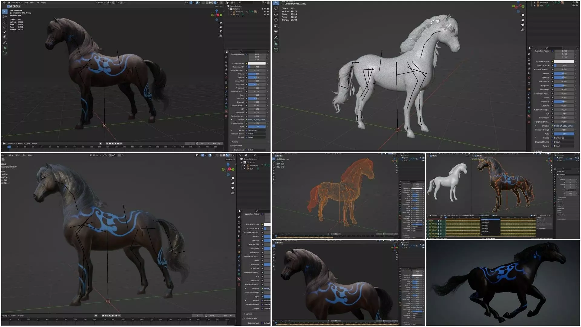 Pack-10 Horse 3D model_17