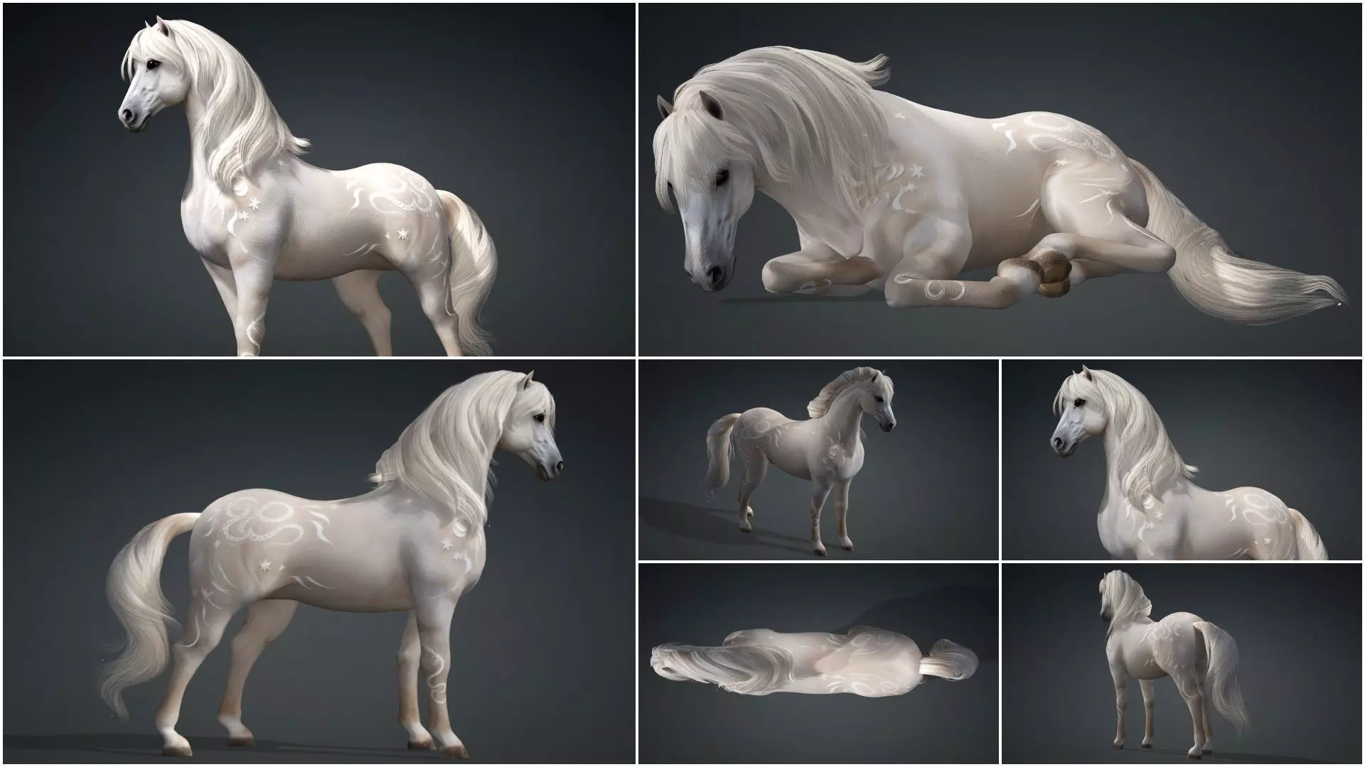 Pack-10 Horse 3D model_10