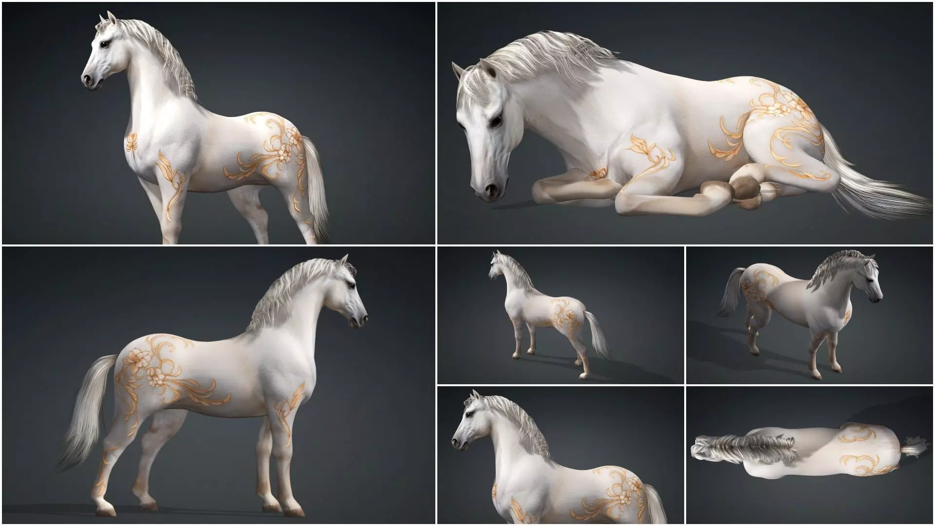 Pack-10 Horse 3D model_8