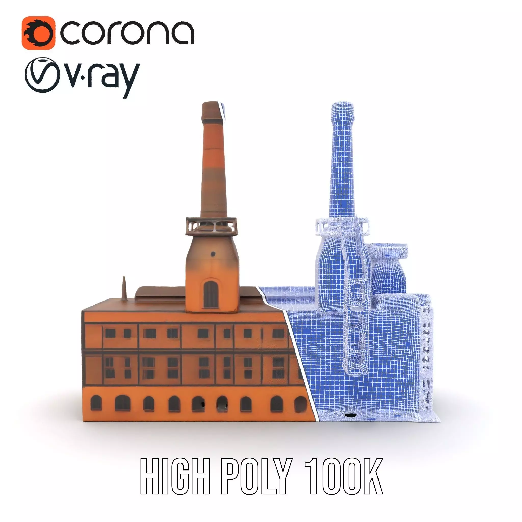 Historic Brick Factory model pack Low-poly 3D model_29