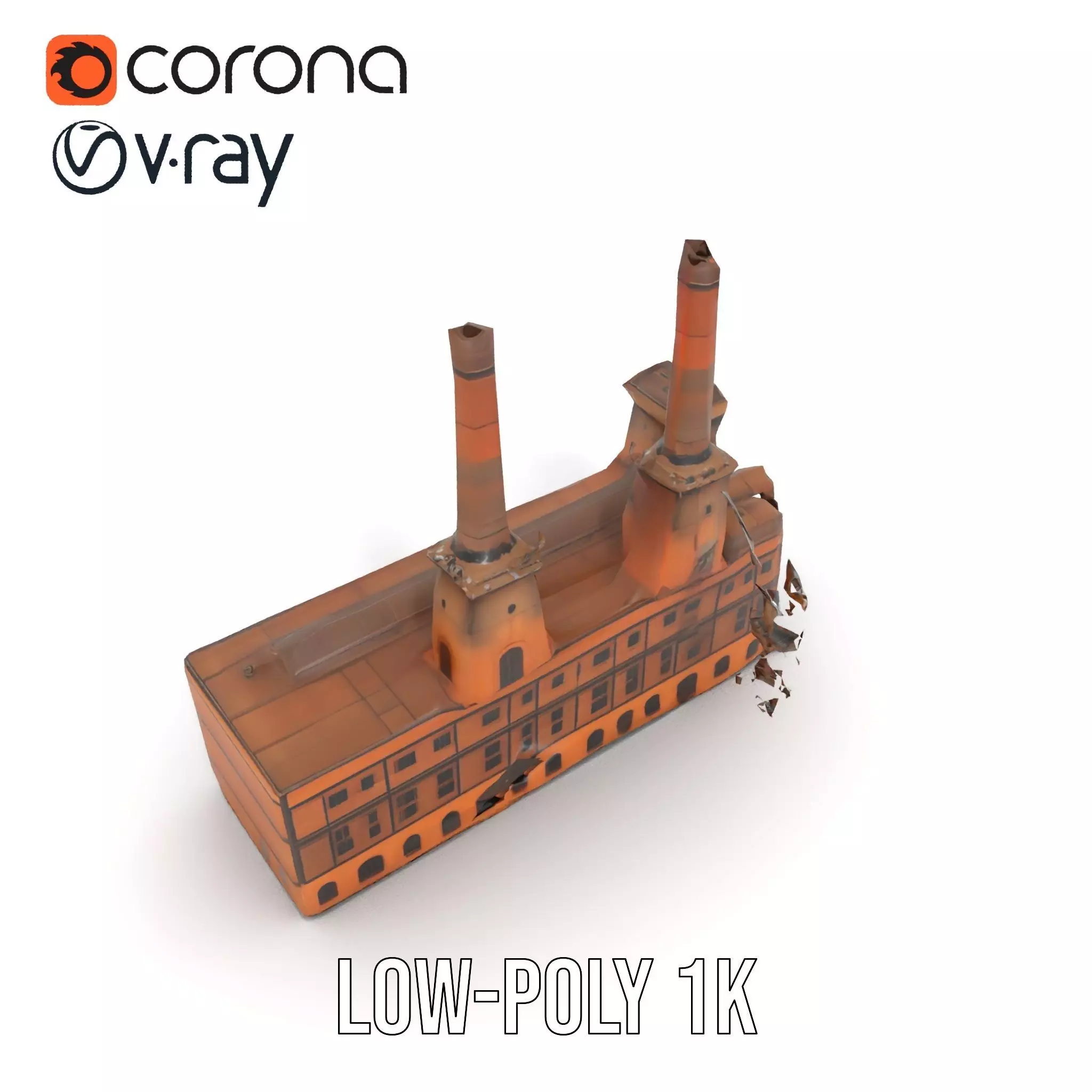 Historic Brick Factory model pack Low-poly 3D model_8