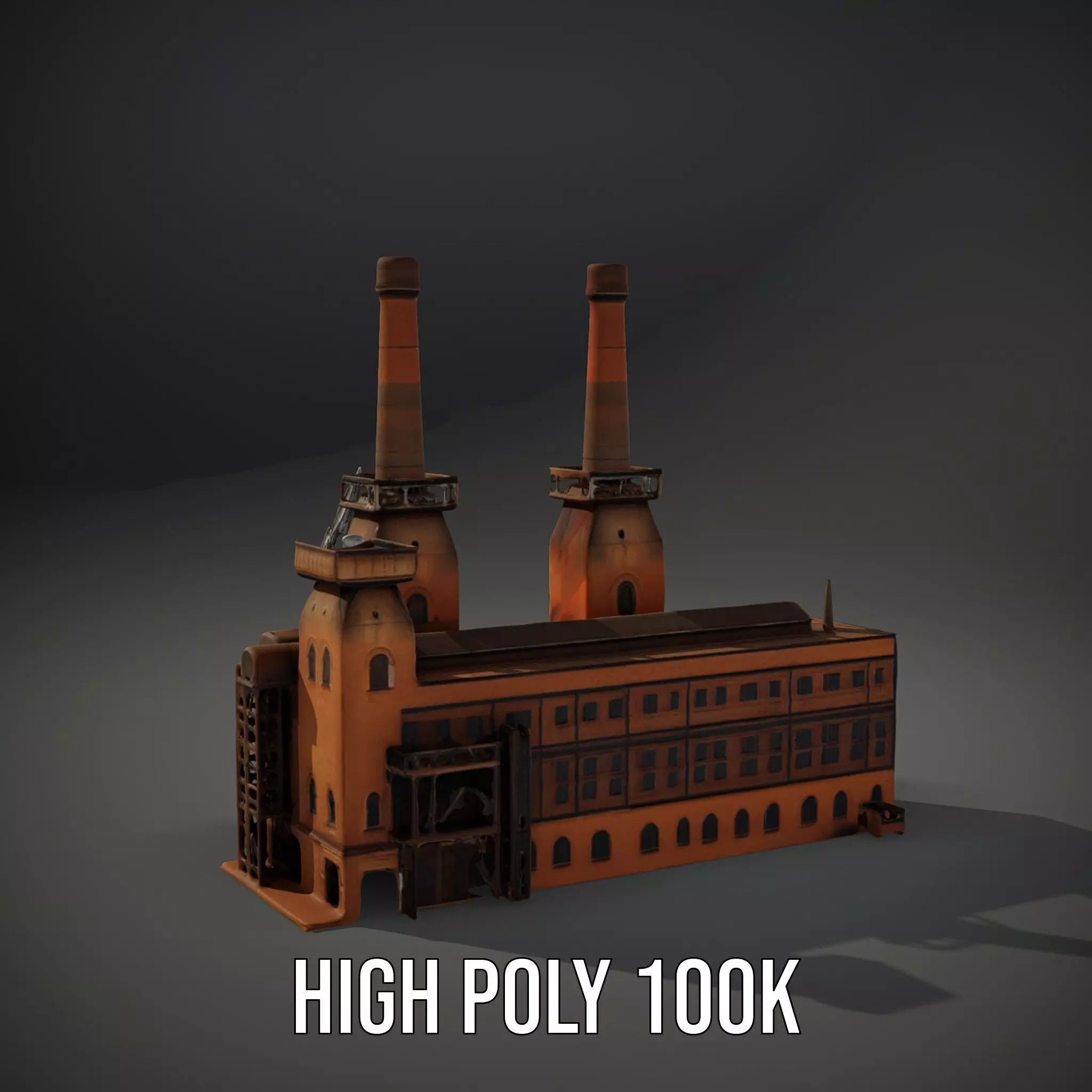 Historic Brick Factory model pack Low-poly 3D model_9