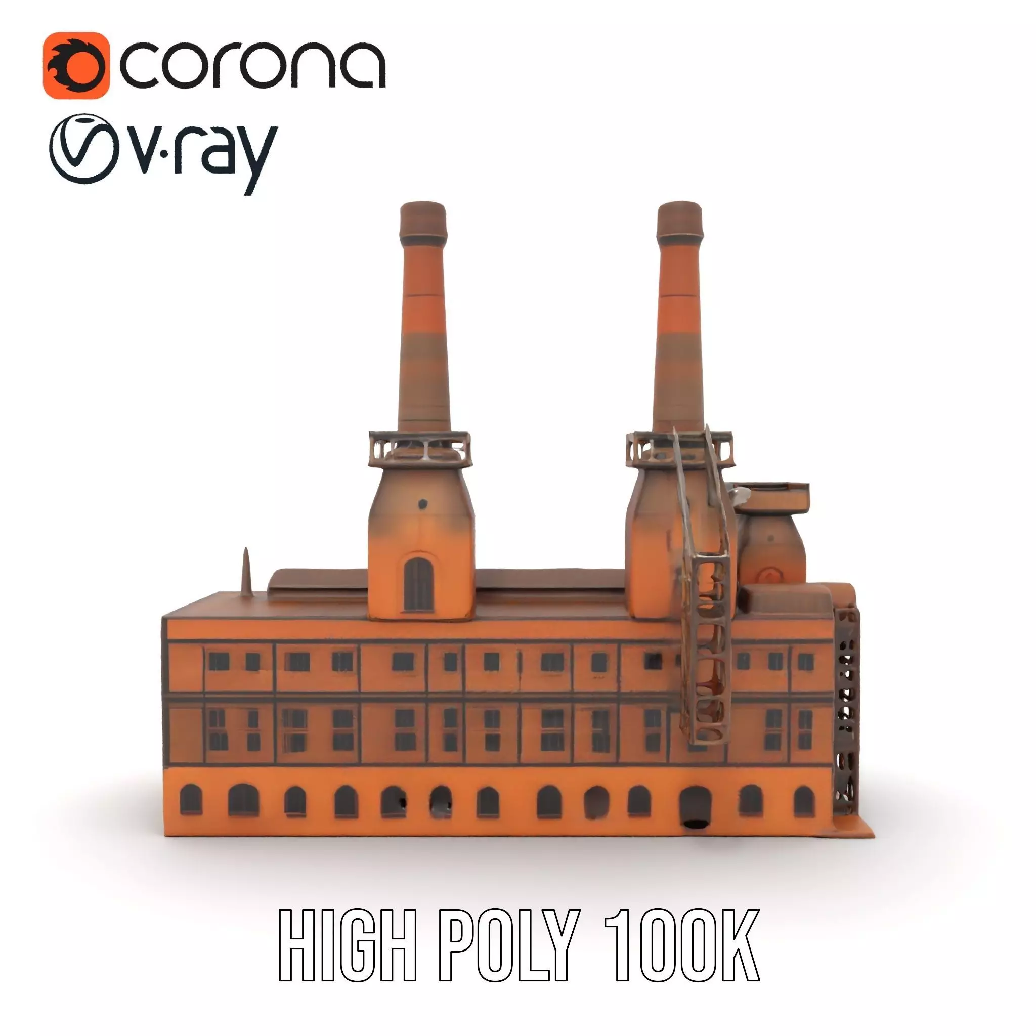 Historic Brick Factory model pack Low-poly 3D model_35