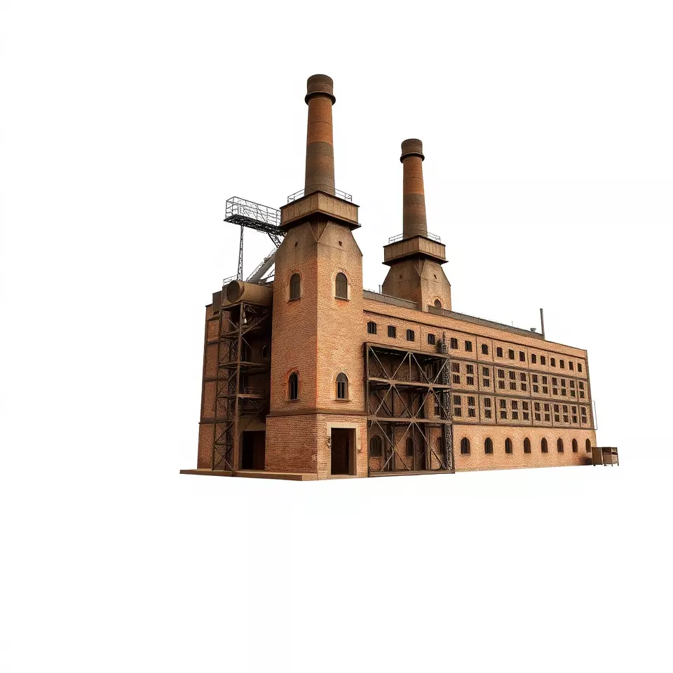 Historic Brick Factory model pack Low-poly 3D model_3