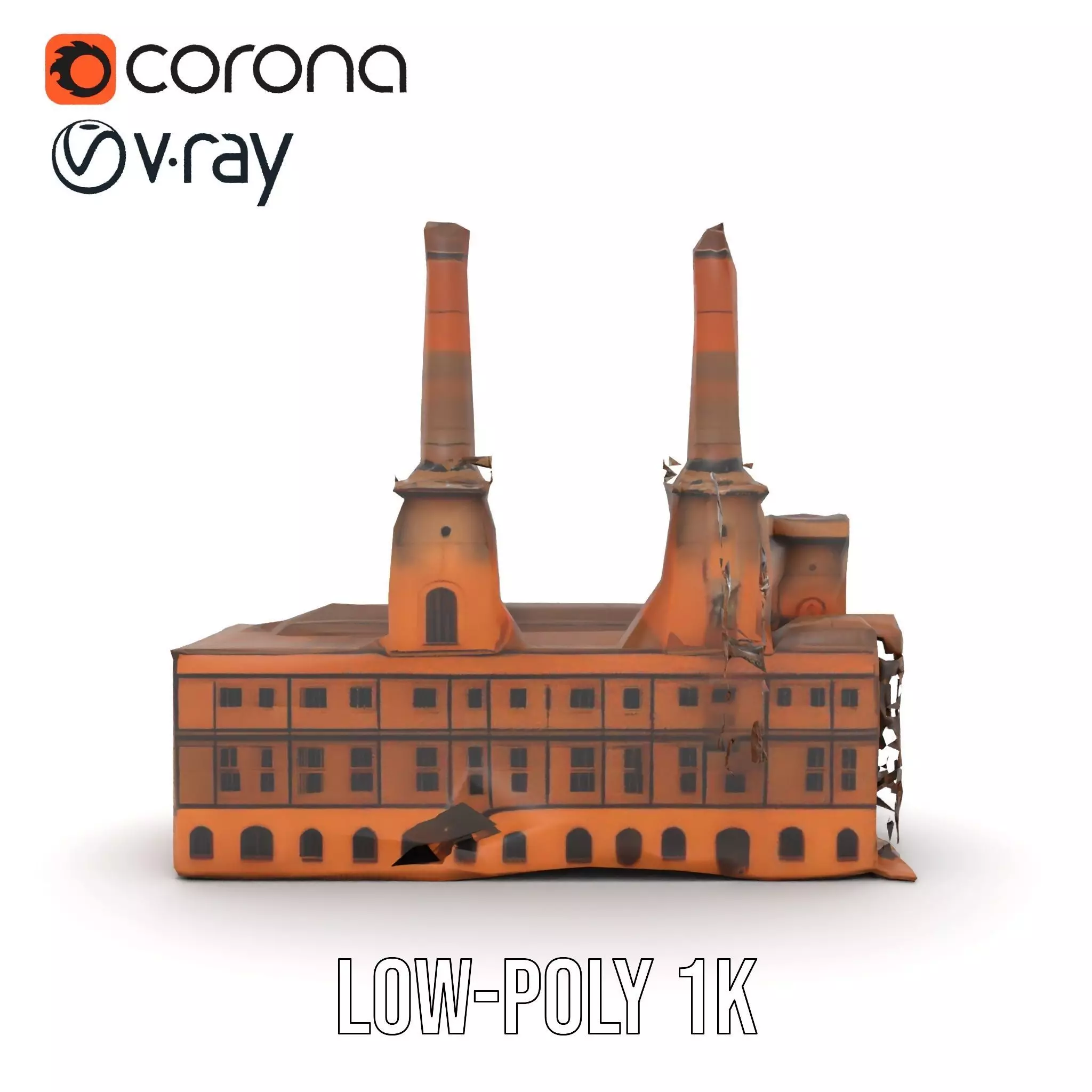 Historic Brick Factory model pack Low-poly 3D model_26