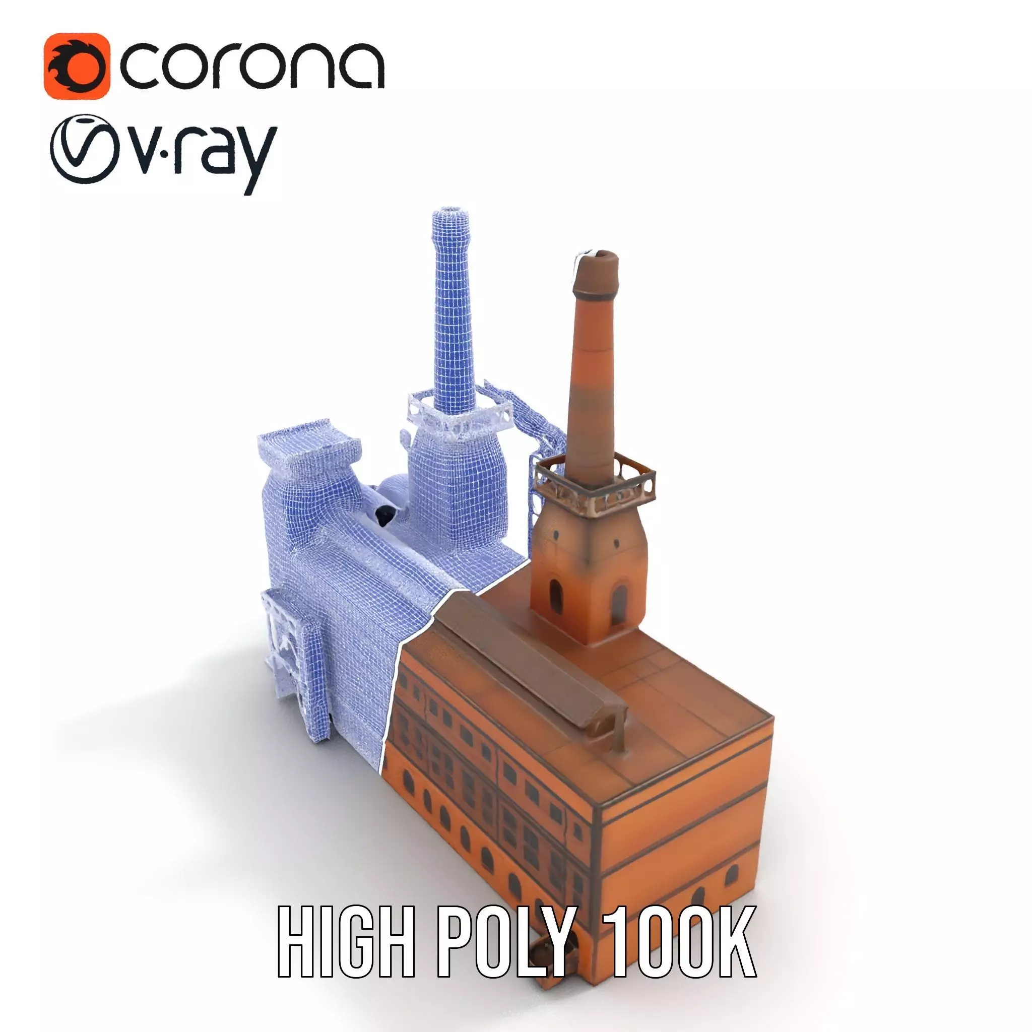 Historic Brick Factory model pack Low-poly 3D model_34