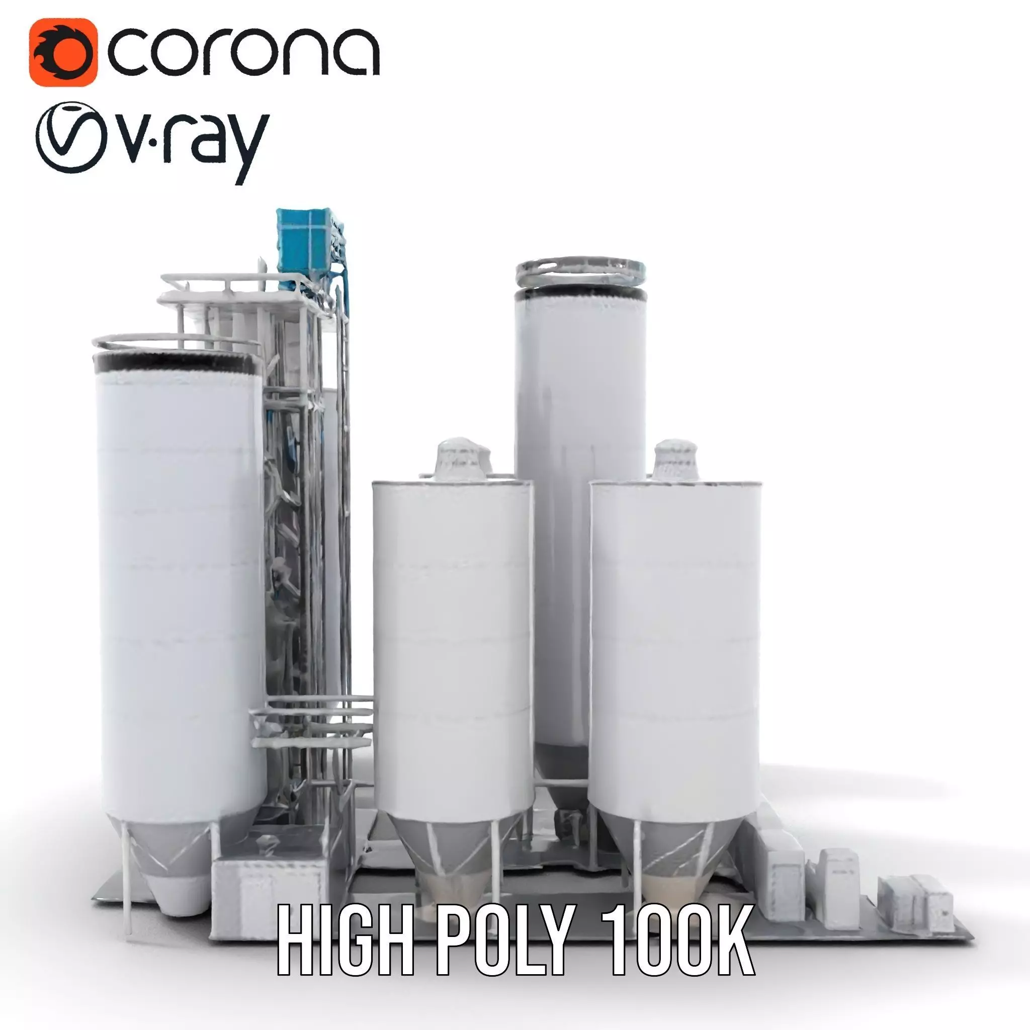 Industrial Silo Complex model pack Low-poly 3D model_7