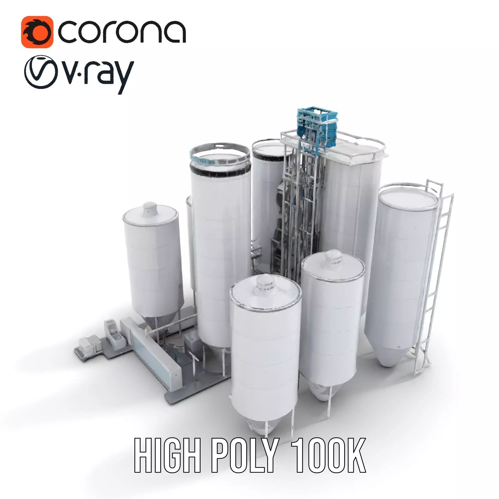 Industrial Silo Complex model pack Low-poly 3D model_6