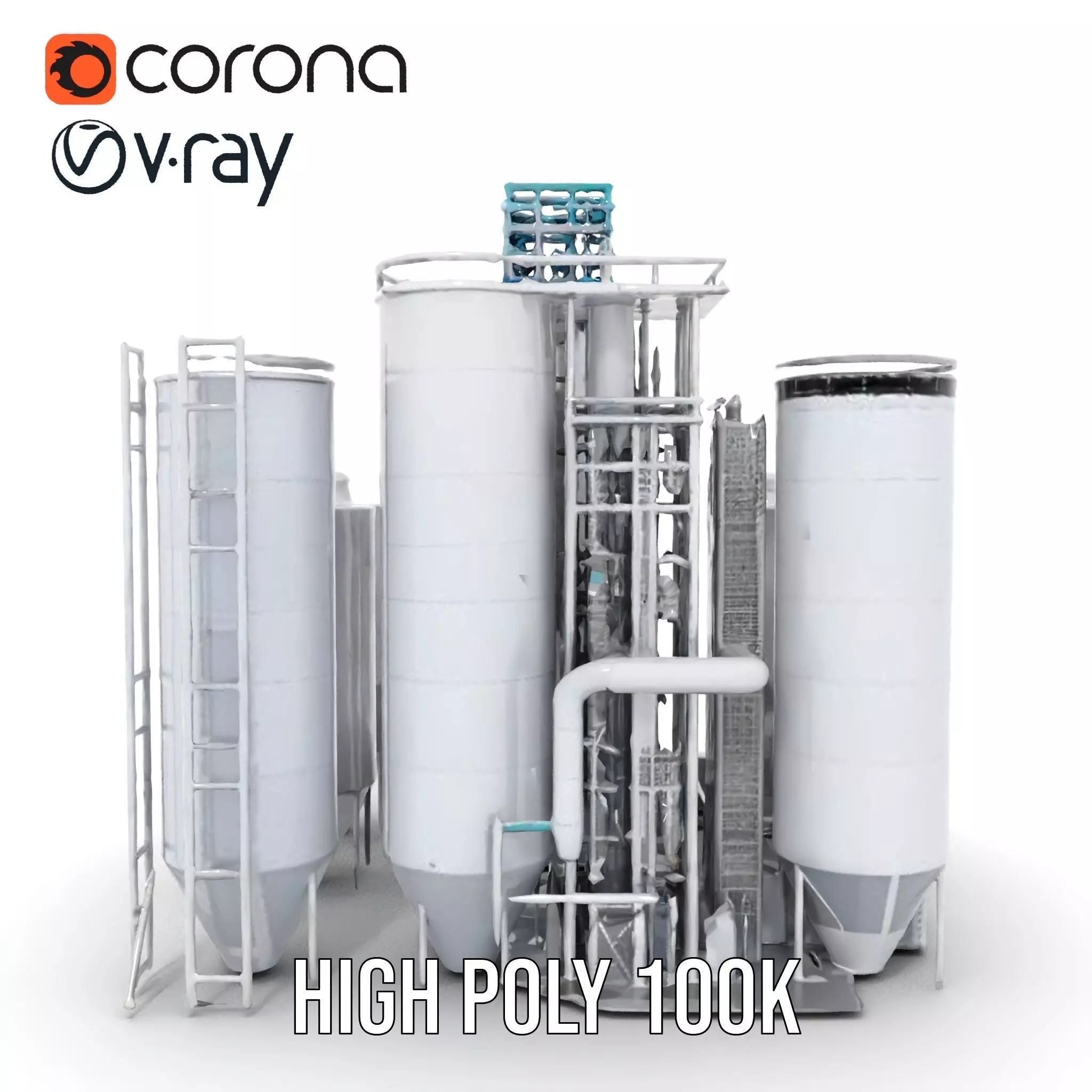 Industrial Silo Complex model pack Low-poly 3D model_27