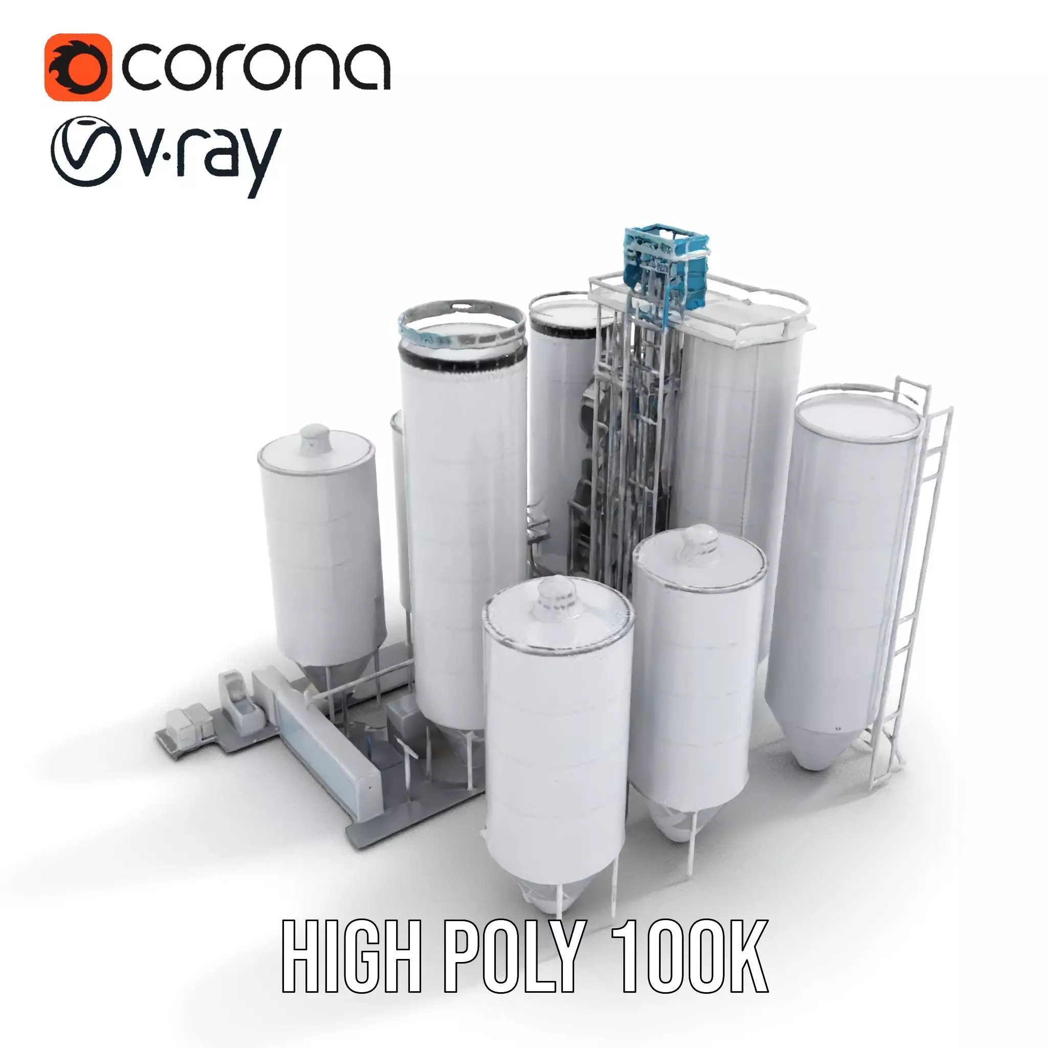 Industrial Silo Complex model pack Low-poly 3D model_18