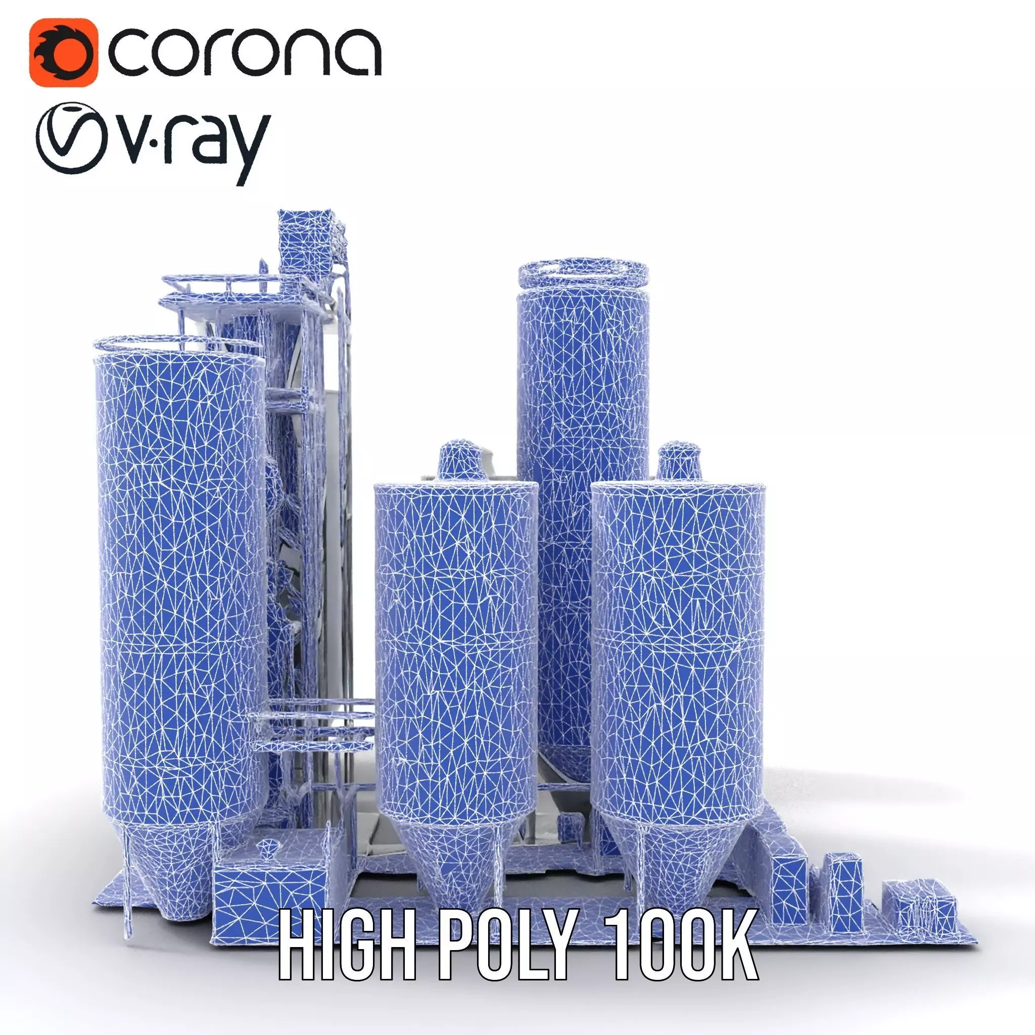 Industrial Silo Complex model pack Low-poly 3D model_25