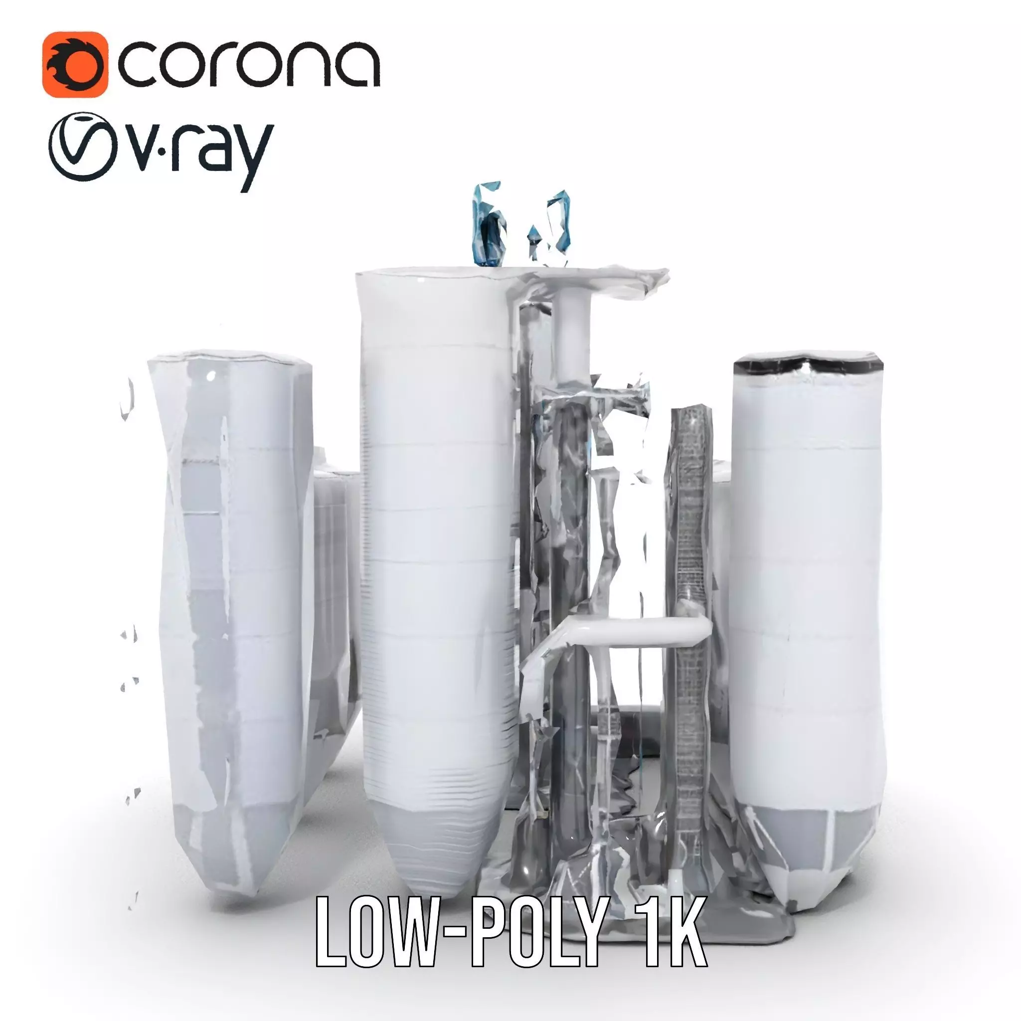 Industrial Silo Complex model pack Low-poly 3D model_17