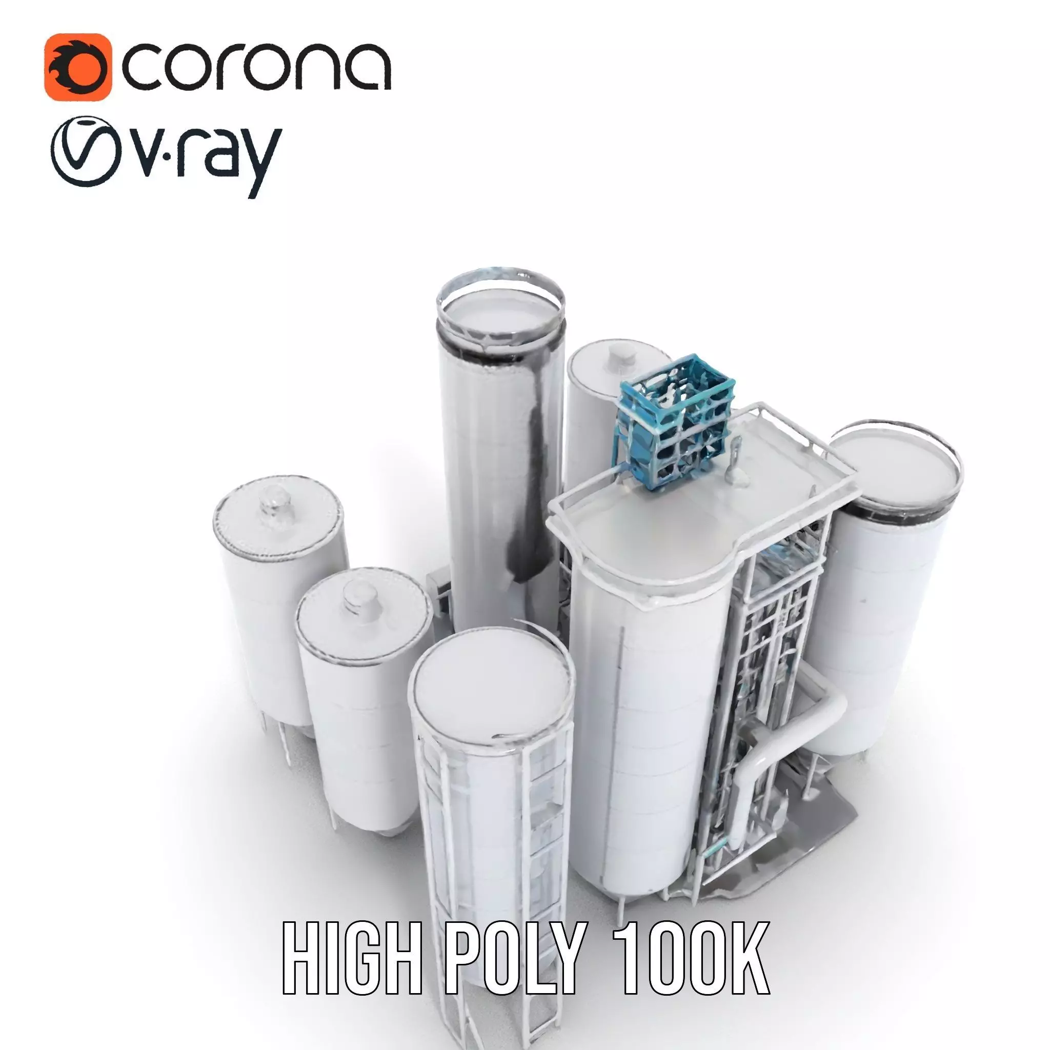 Industrial Silo Complex model pack Low-poly 3D model_21