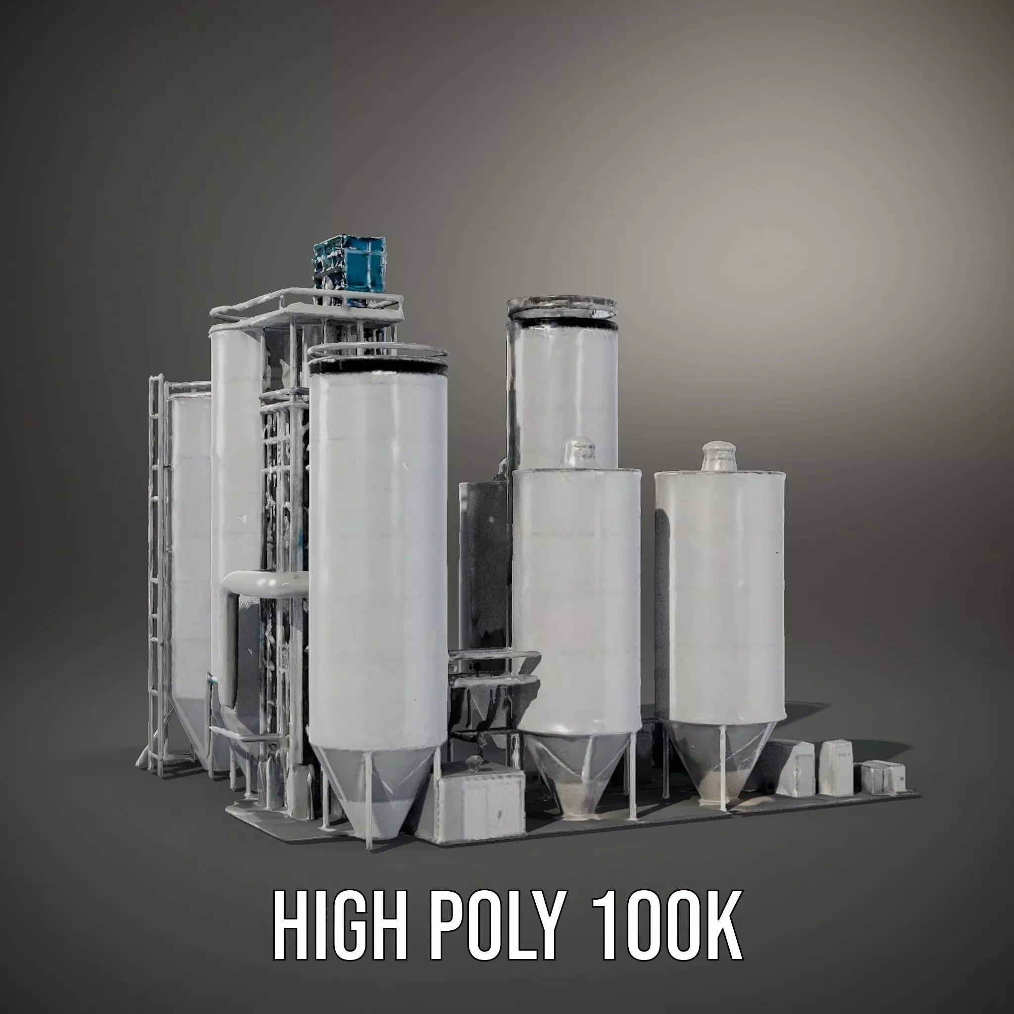 Industrial Silo Complex model pack Low-poly 3D model_11