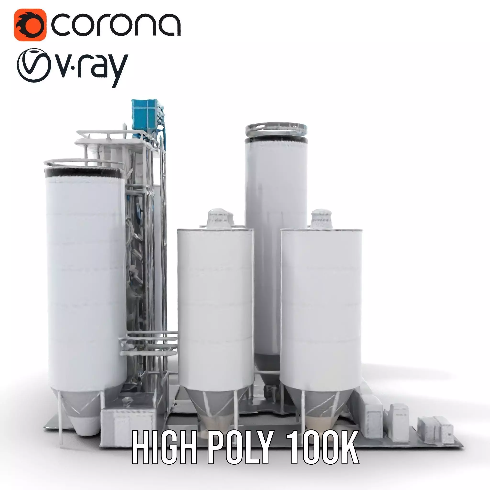 Industrial Silo Complex model pack Low-poly 3D model_32