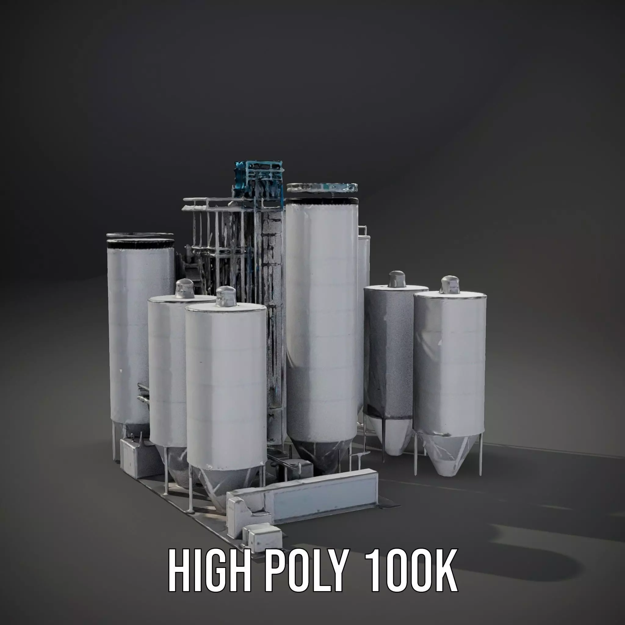 Industrial Silo Complex model pack Low-poly 3D model_9