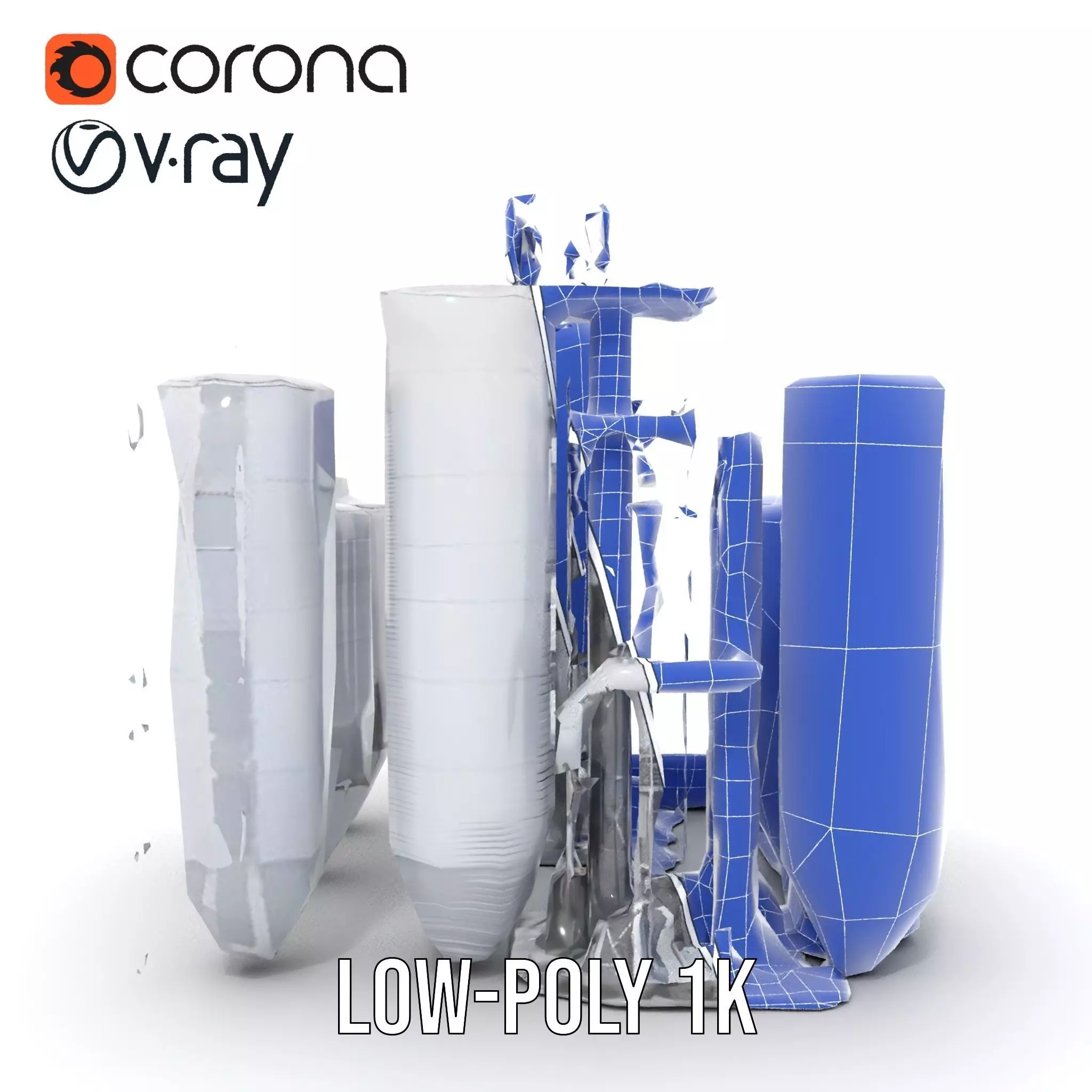 Industrial Silo Complex model pack Low-poly 3D model_20