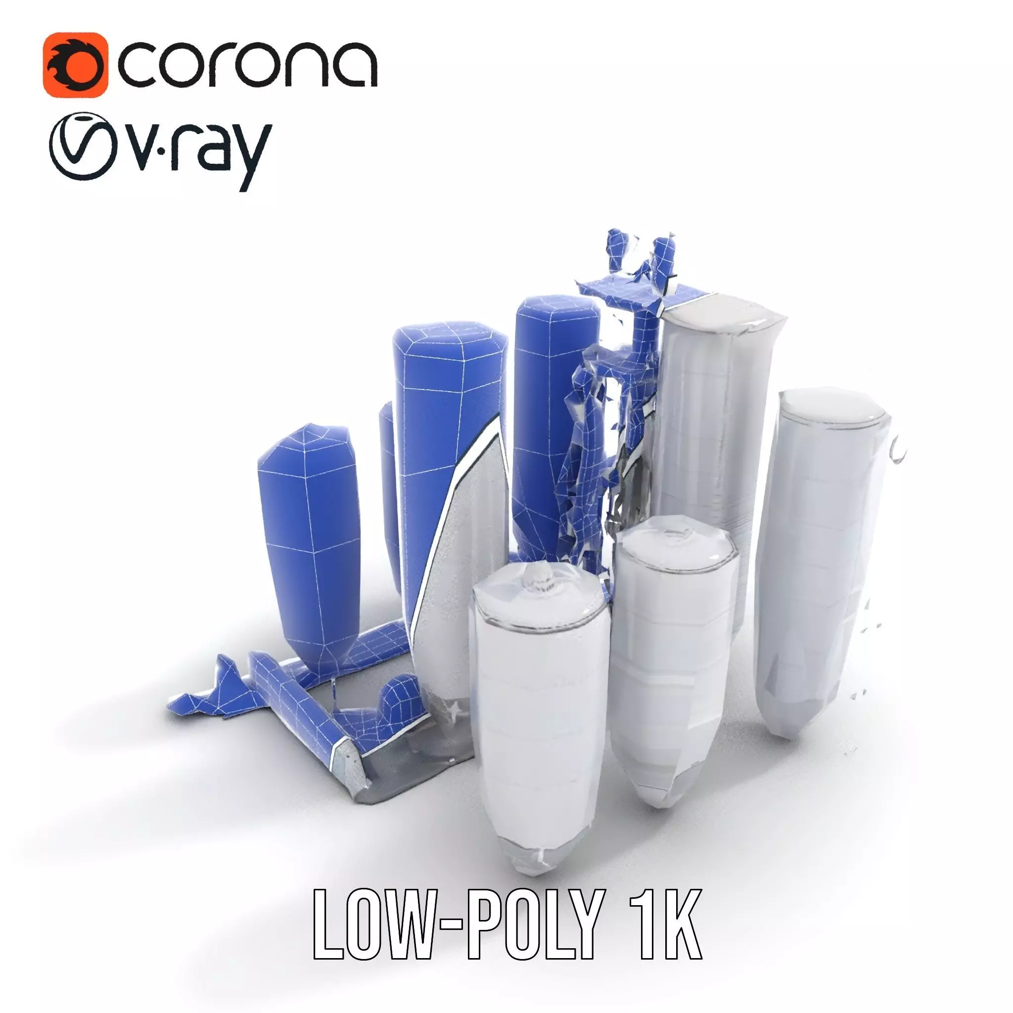 Industrial Silo Complex model pack Low-poly 3D model_29