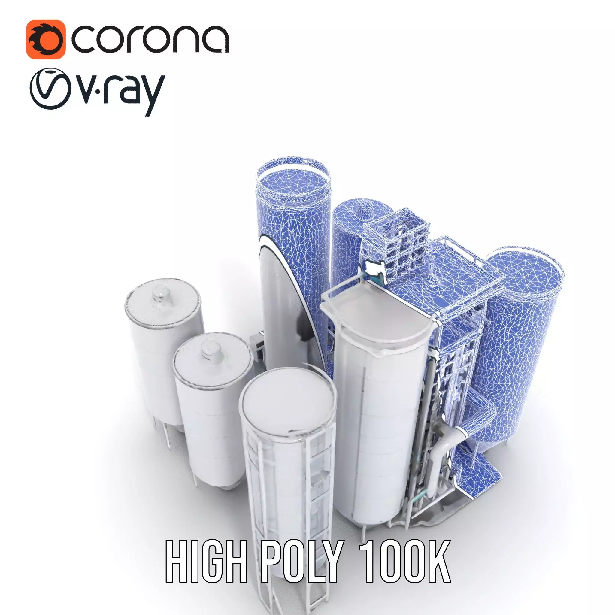 Industrial Silo Complex model pack Low-poly 3D model_30