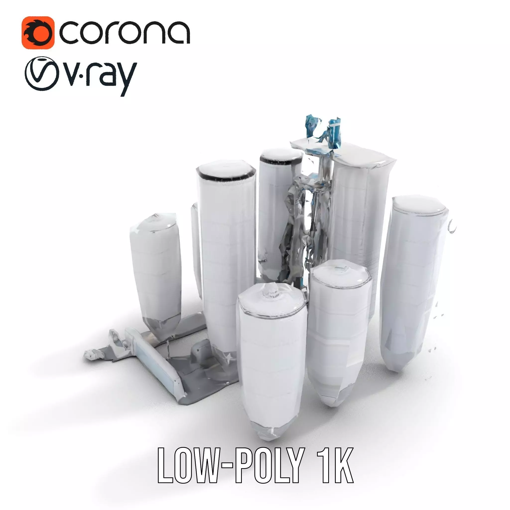 Industrial Silo Complex model pack Low-poly 3D model_13