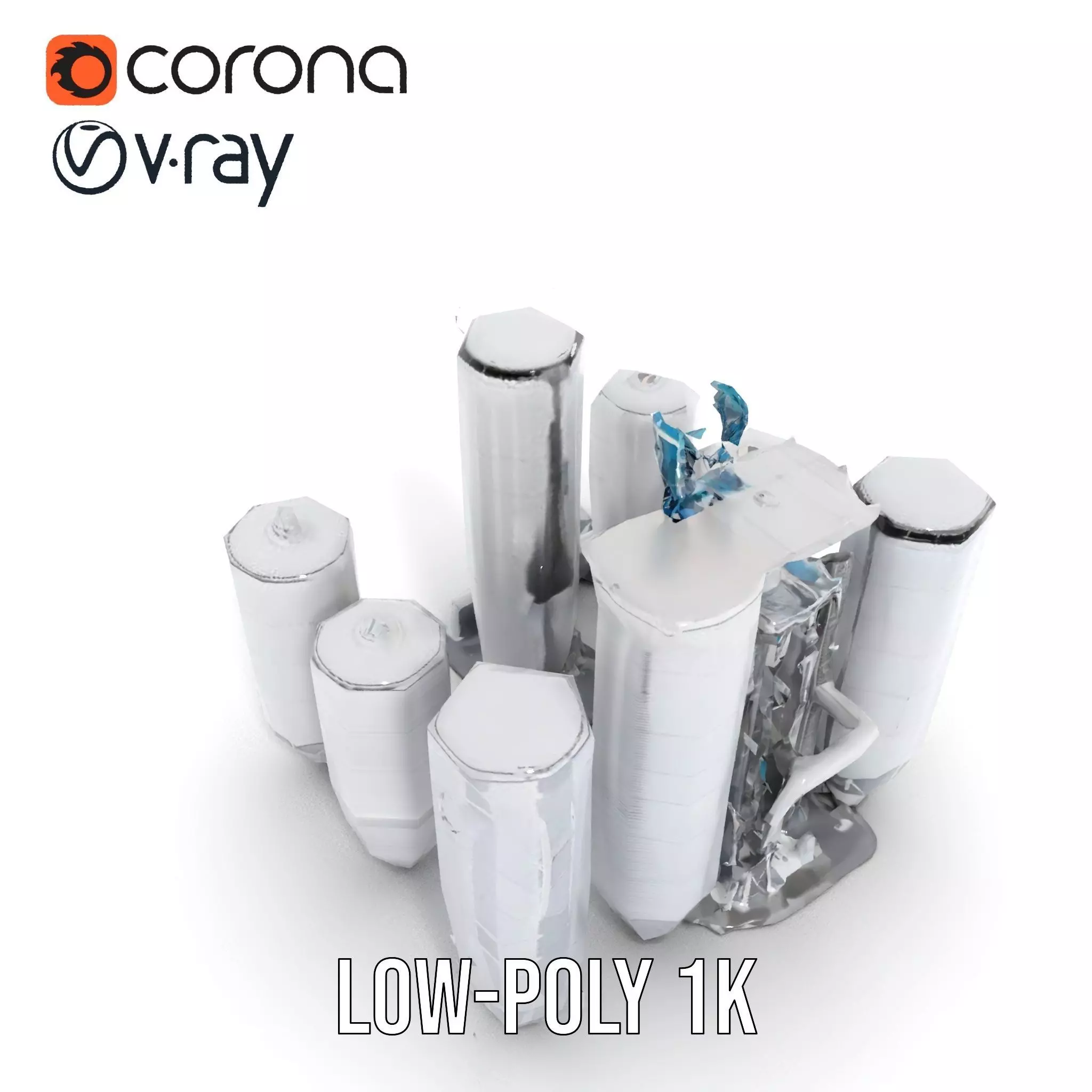 Industrial Silo Complex model pack Low-poly 3D model_10