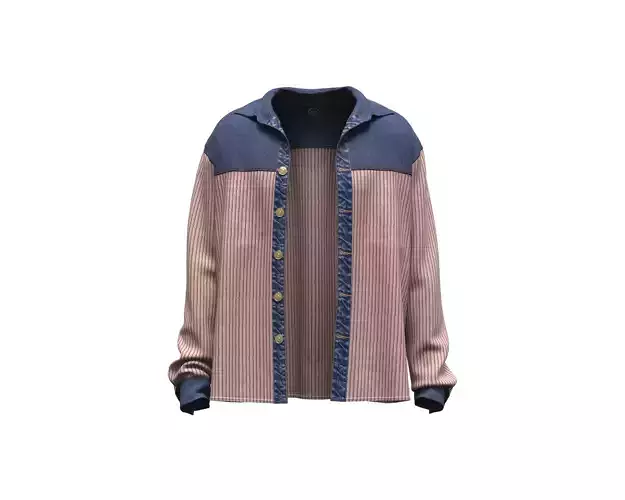 Mens shirt with rib and denim fabric