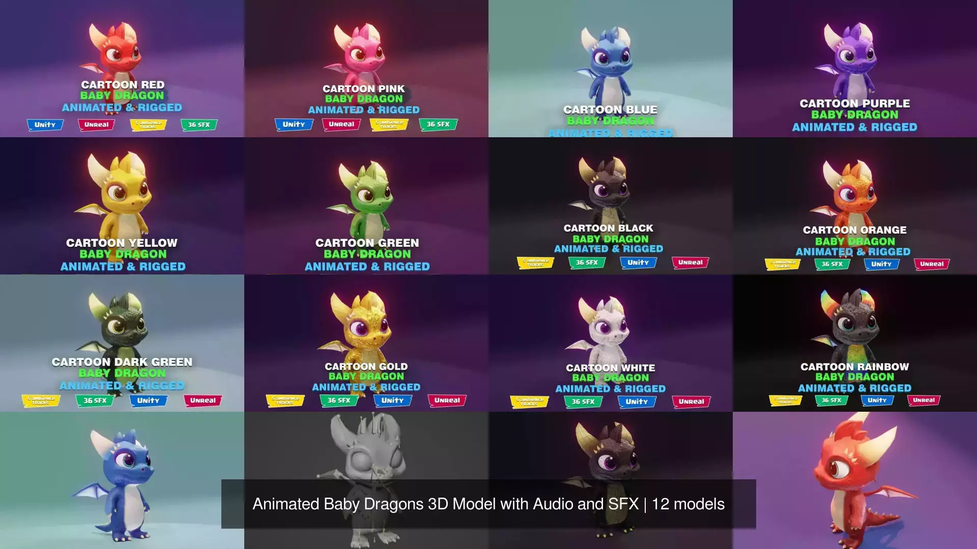 Animated Baby Dragons 3D Model with Audio and SFX 3D Model Collection_49
