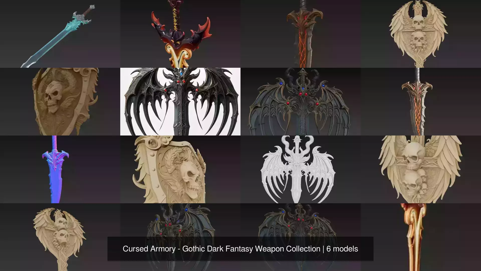 Cursed Armory - Gothic Dark Fantasy Weapon Collection 3D Model Pack