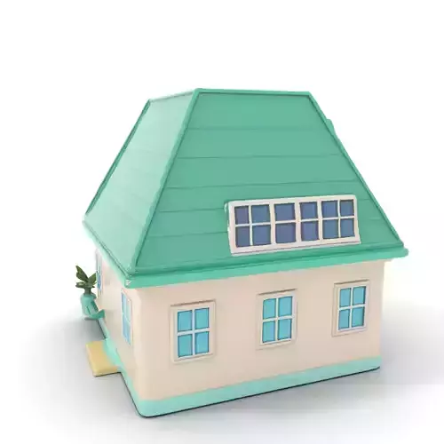 Mint Green Cottage model pack Low-poly 3D model
