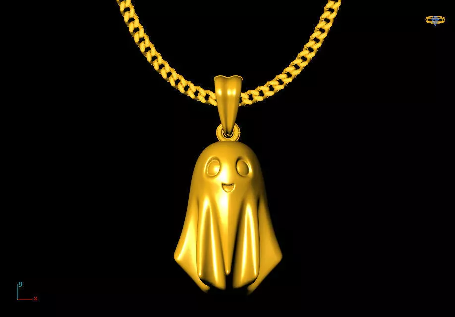 Ghost pendant charms - one inch pendant 3D print model_1