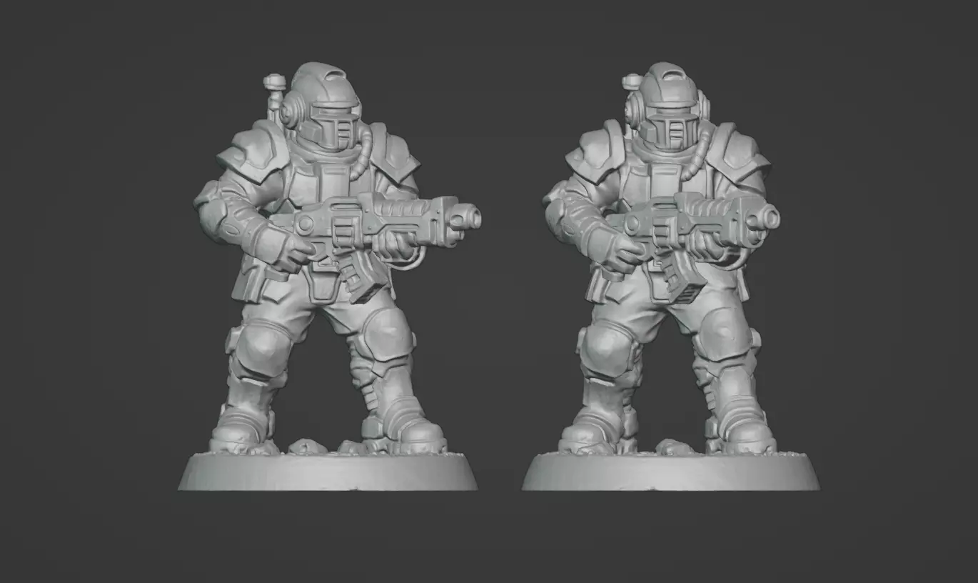 Armored Recon Trooper 32 mm One Piece STL 3D print model_28