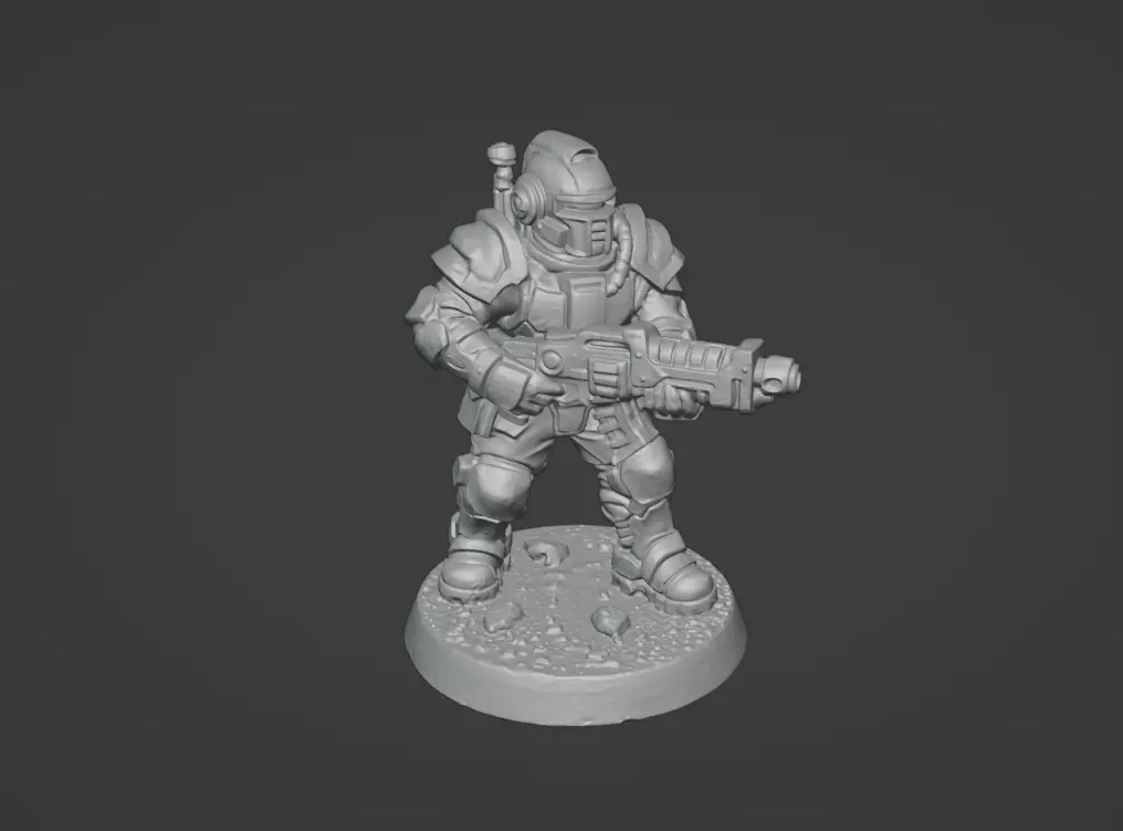 Armored Recon Trooper 32 mm One Piece STL 3D print model_29