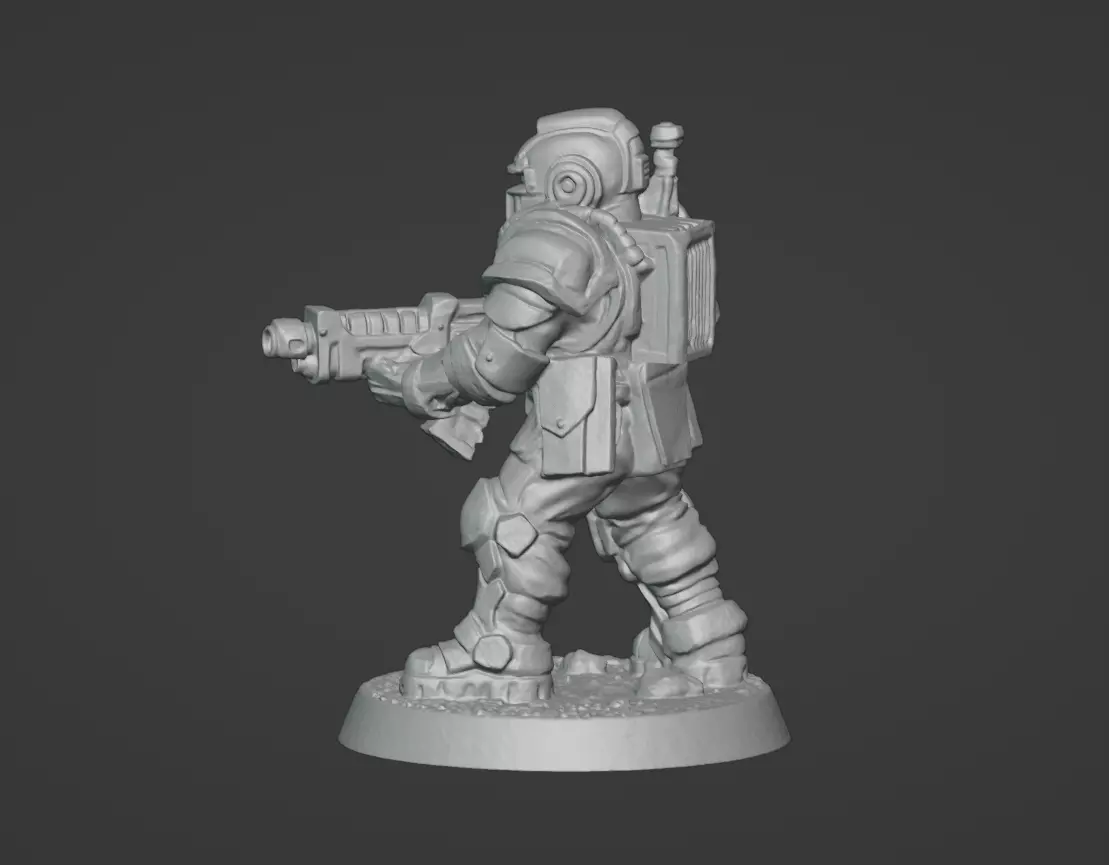 Armored Recon Trooper 32 mm One Piece STL 3D print model_30