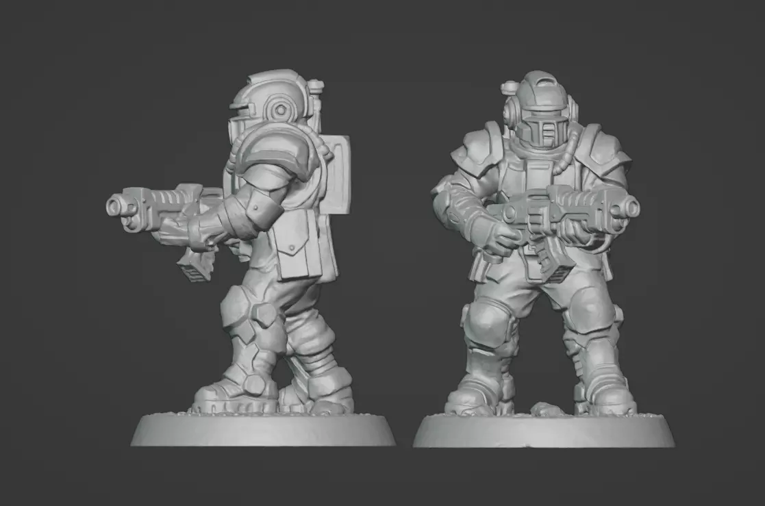 Armored Recon Trooper 32 mm One Piece STL 3D print model_33