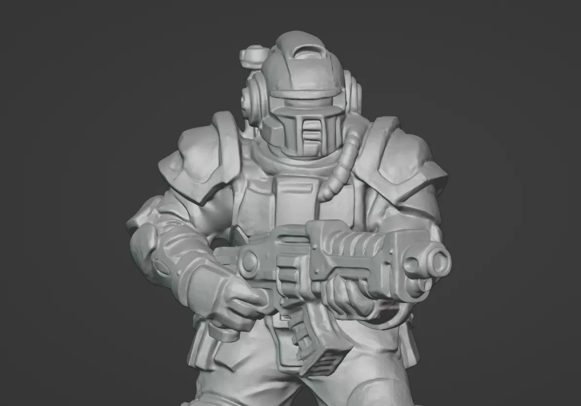 Armored Recon Trooper 32 mm One Piece STL 3D print model_32