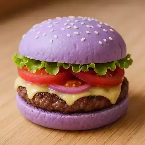 Purple Burger Vibrant Buns Cheese Lettuce Tomato 3D Low-poly 3D model