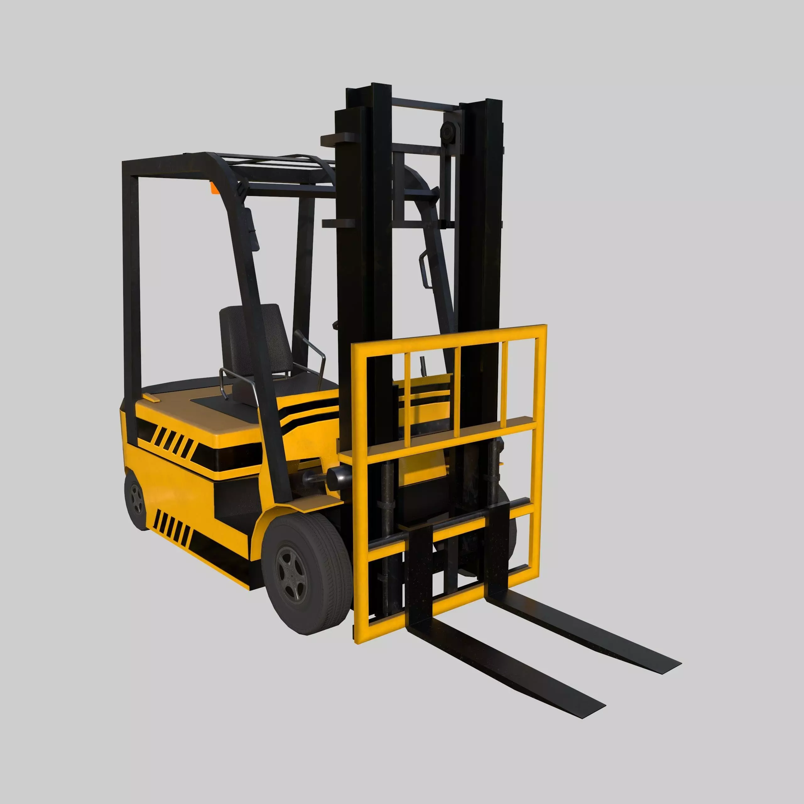 Industrial Forklift Low-poly 3D model_0