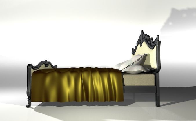 Classical bed with silk blanket 3D model