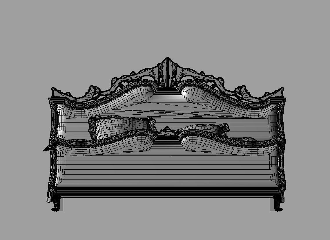 Classical bed with silk blanket 3D model_5