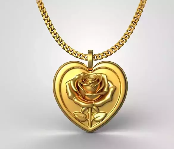 Rose Heart pendant charms - one inch pendant