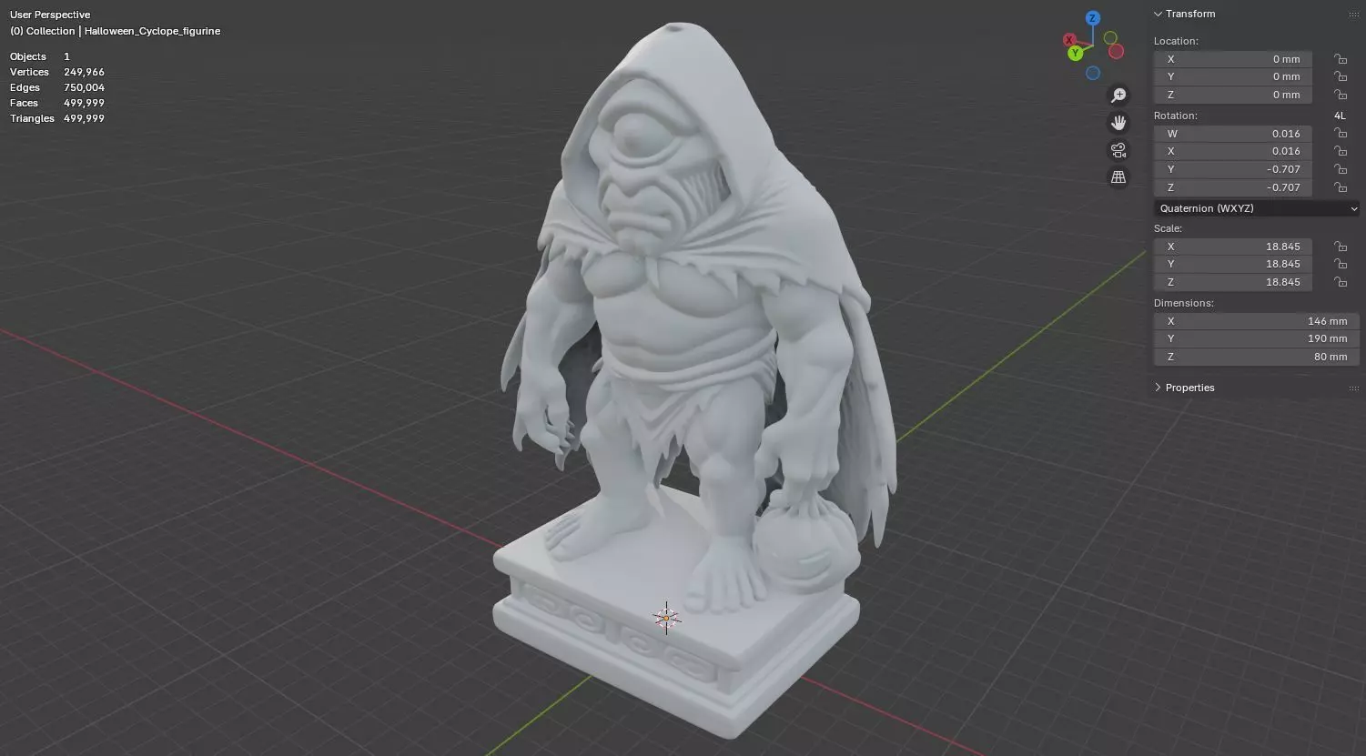 Halloween Cyclope figurine 3D model for 3D printing 3D print model_16