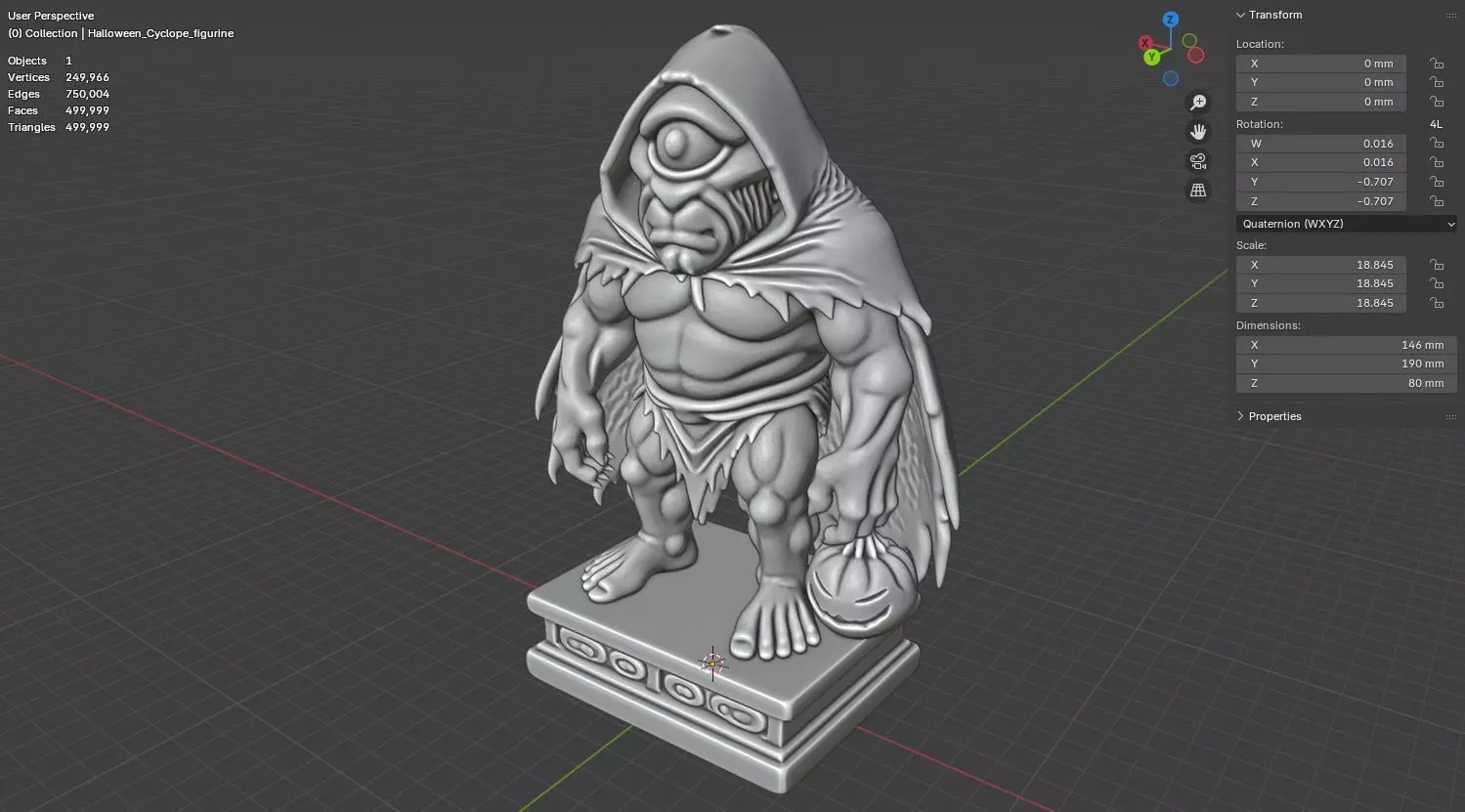 Halloween Cyclope figurine 3D model for 3D printing 3D print model_17
