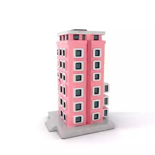 Pink Residential Tower model pack Low-poly 3D model